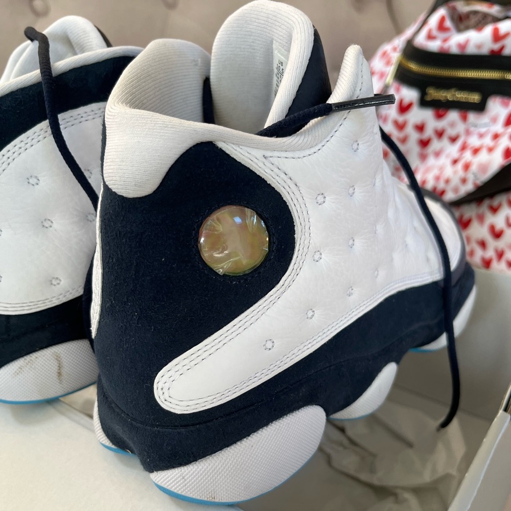 Men’s Air Jordan 13 Retro White French Blue Black Multi Basketball Shoes - Picture 6 of 15